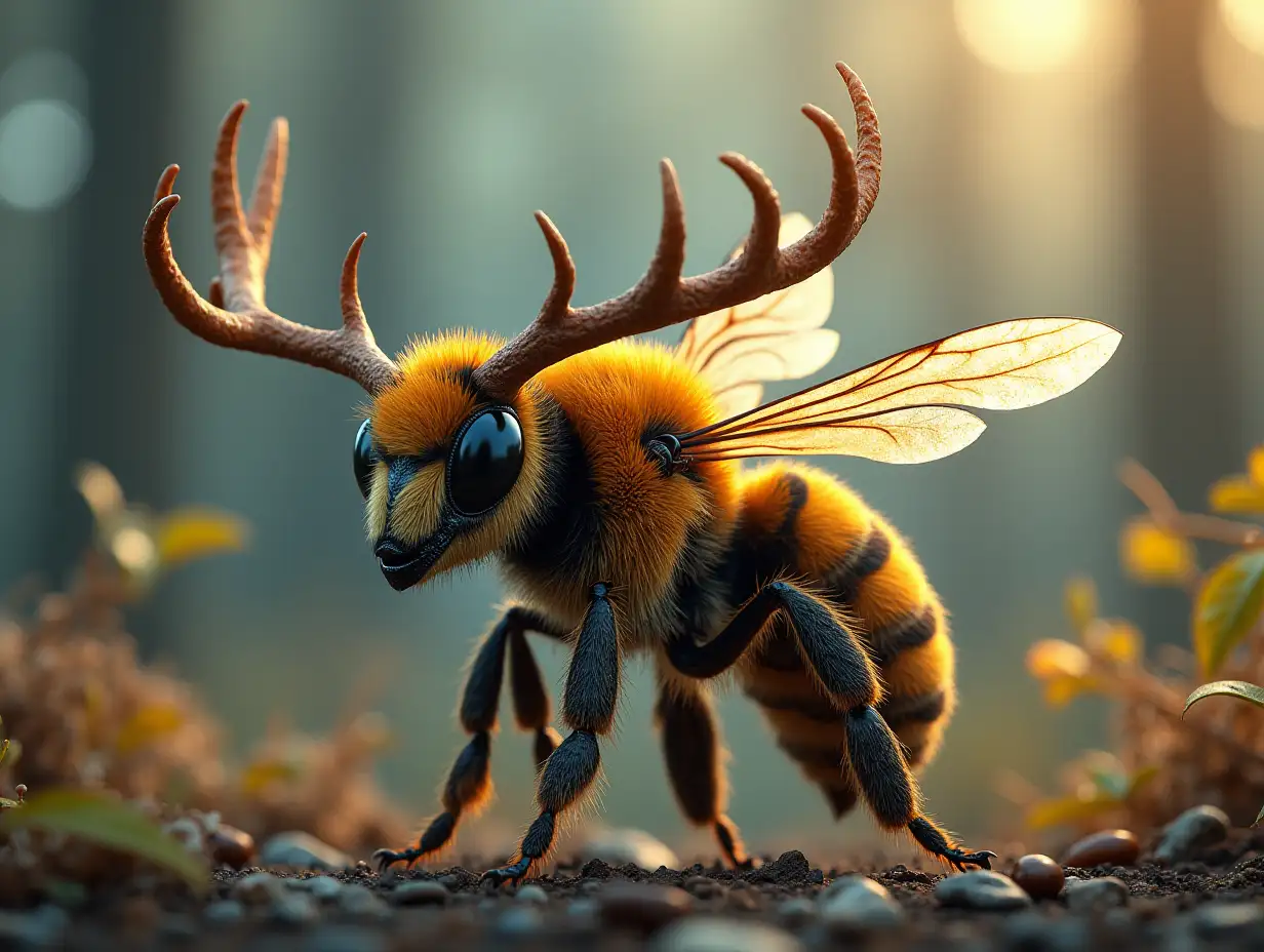 Create a Surreal World Bee with Elk Head