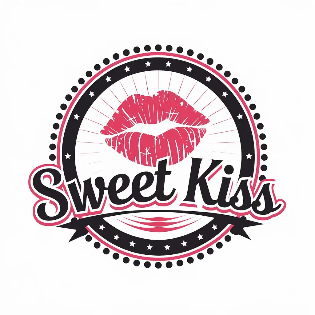 LOGO-Design-For-Sweet-Kiss-Kiss-and-Lips-Symbol-in-Moderate-Style-for-Dancing-Industry