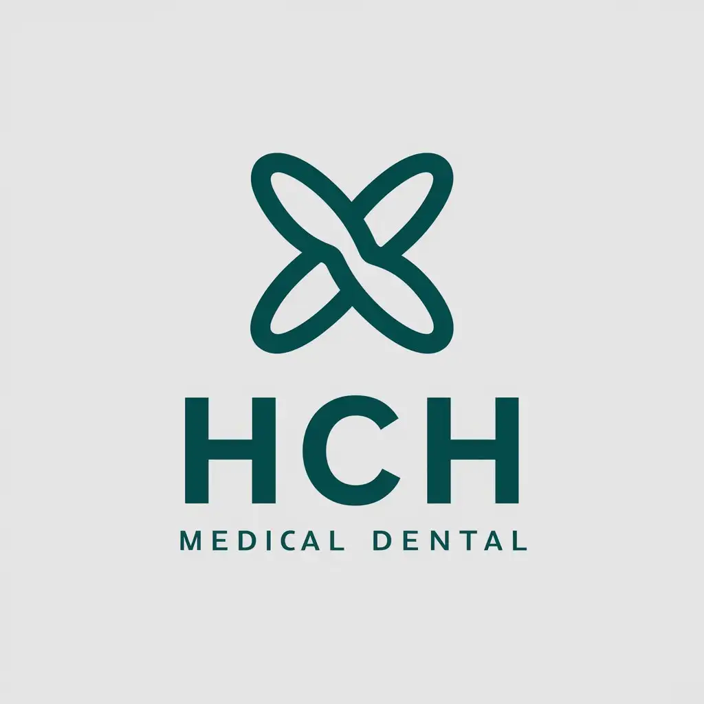 a vector logo design,with the text "HCH", main symbol:genes,Minimalistic,be used in Medical Dental industry,clear background