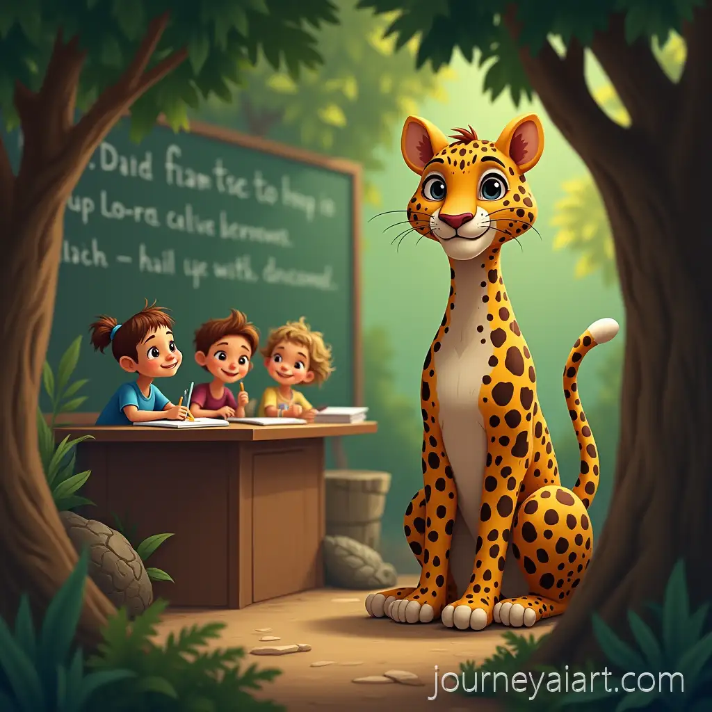 Leopard-teacher-in-forestLeopard-Teacher-Educating-Animal-Students-in-a-Forest-Classroom