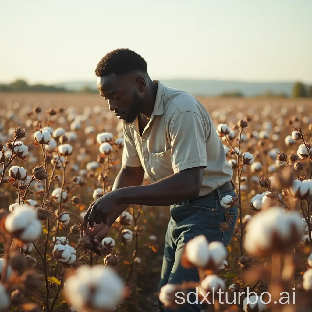 Black-Worker-in-a-Cotton-Field-Under-a-Bright-Sky