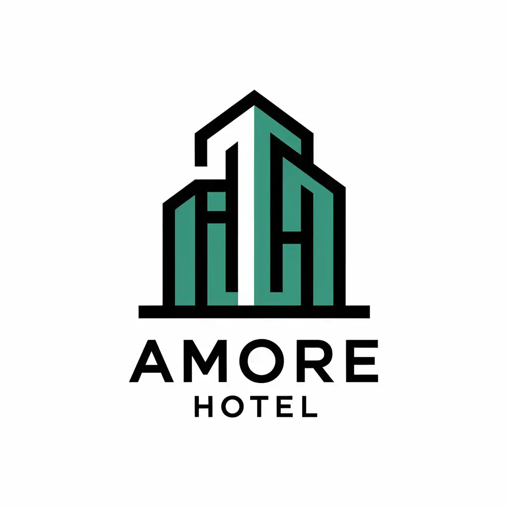 LOGO Design for AMORE Hotel Abstract AH Building Symbol with Vector Style for Travel Industry