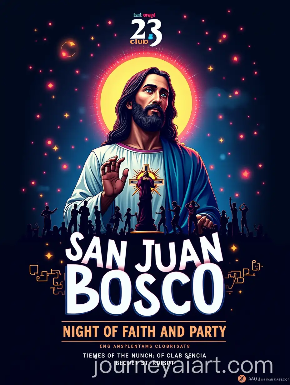 San-Juan-Bosco-Night-of-Faith-and-Party-at-Club-23-Nightclub-Poster-with-Religious-and-Modern-Elements