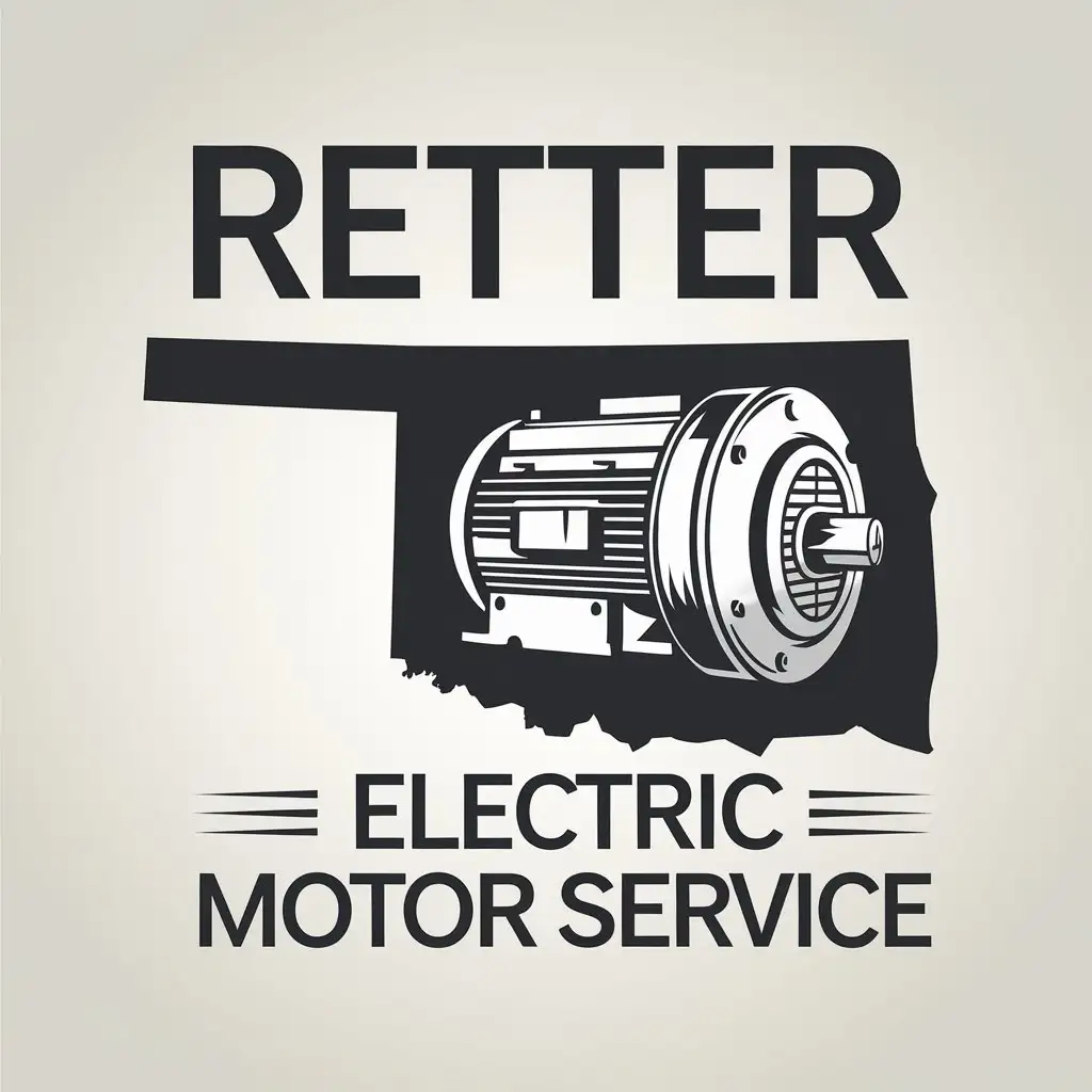 LOGO Design For Retter Electric Motor Service Electric Motor Inside State of Oklahoma with Moderate Clear Background