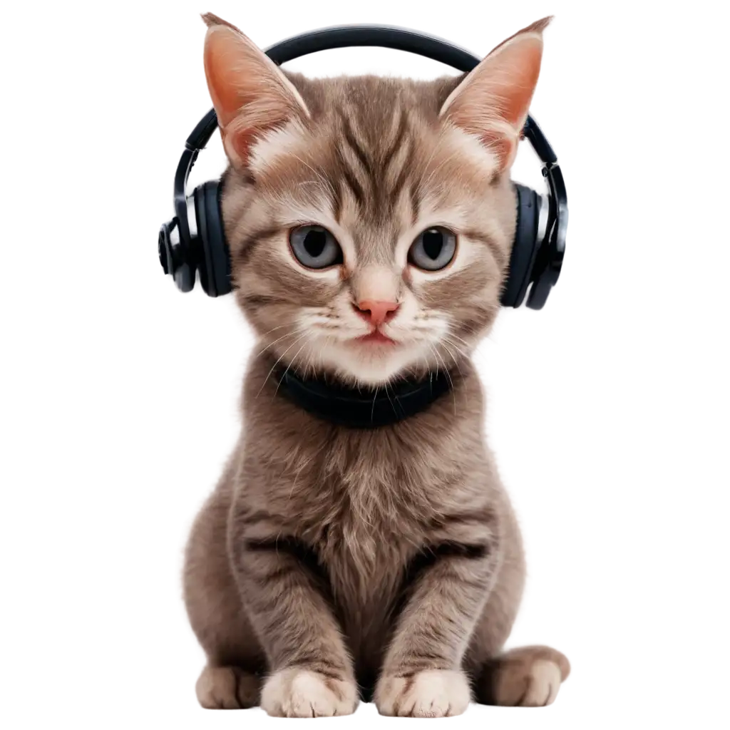 PNG-Image-of-a-Cat-with-Headset-AIGenerated-Artwork