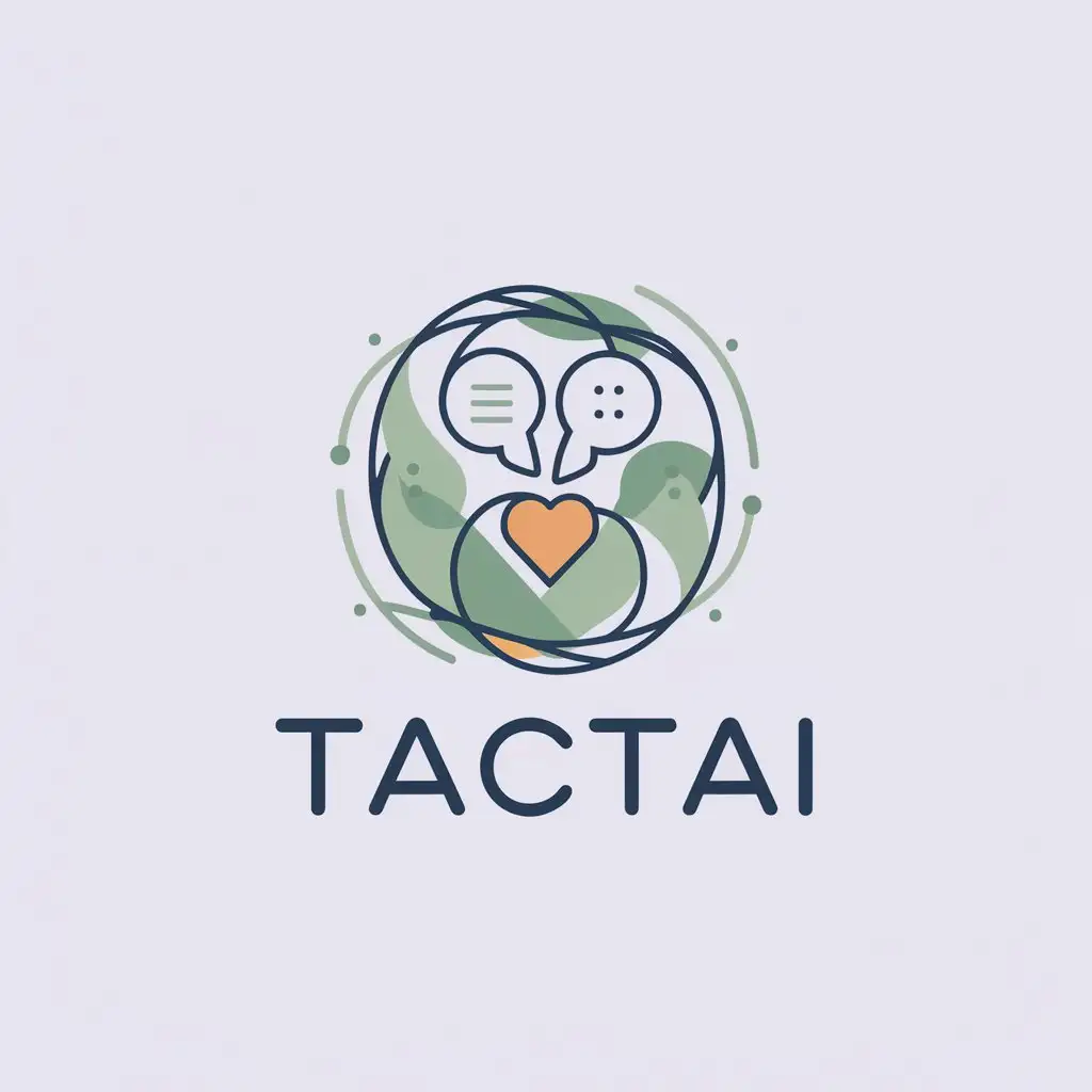 LOGO Design for TactAi Light Blue Soft Green with Harmony and Communication Symbols