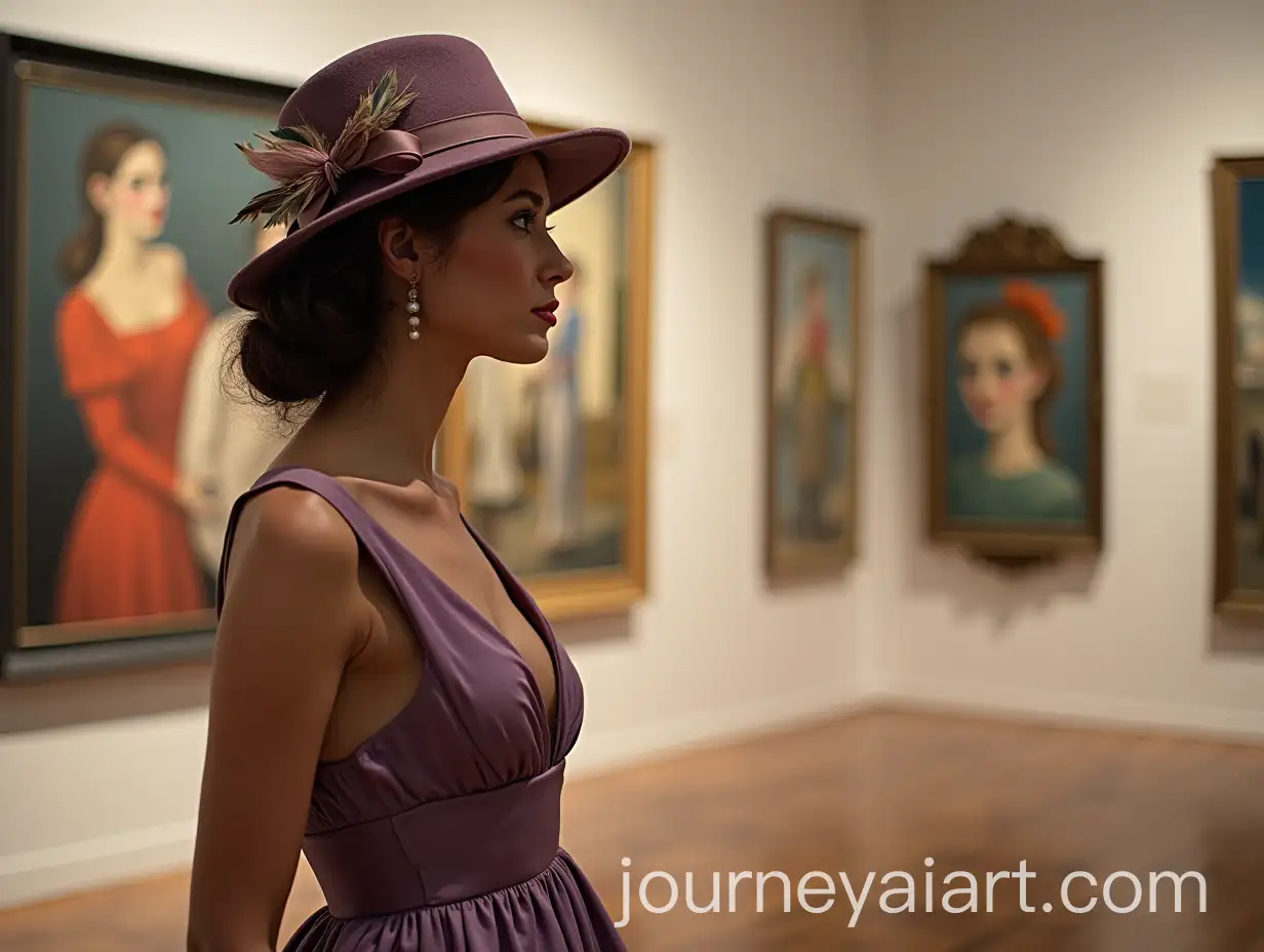 Hungarian-Countess-in-Lilac-Dress-at-Cubist-Art-Exhibition