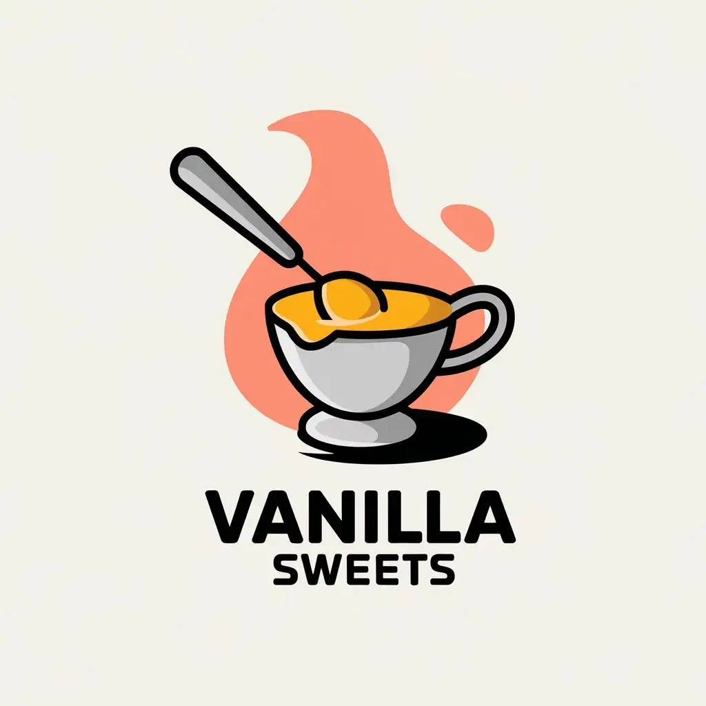 a vector logo design,with the text "Vanilla sweets", main symbol:teaspoon and egg beater,Moderate,clear background