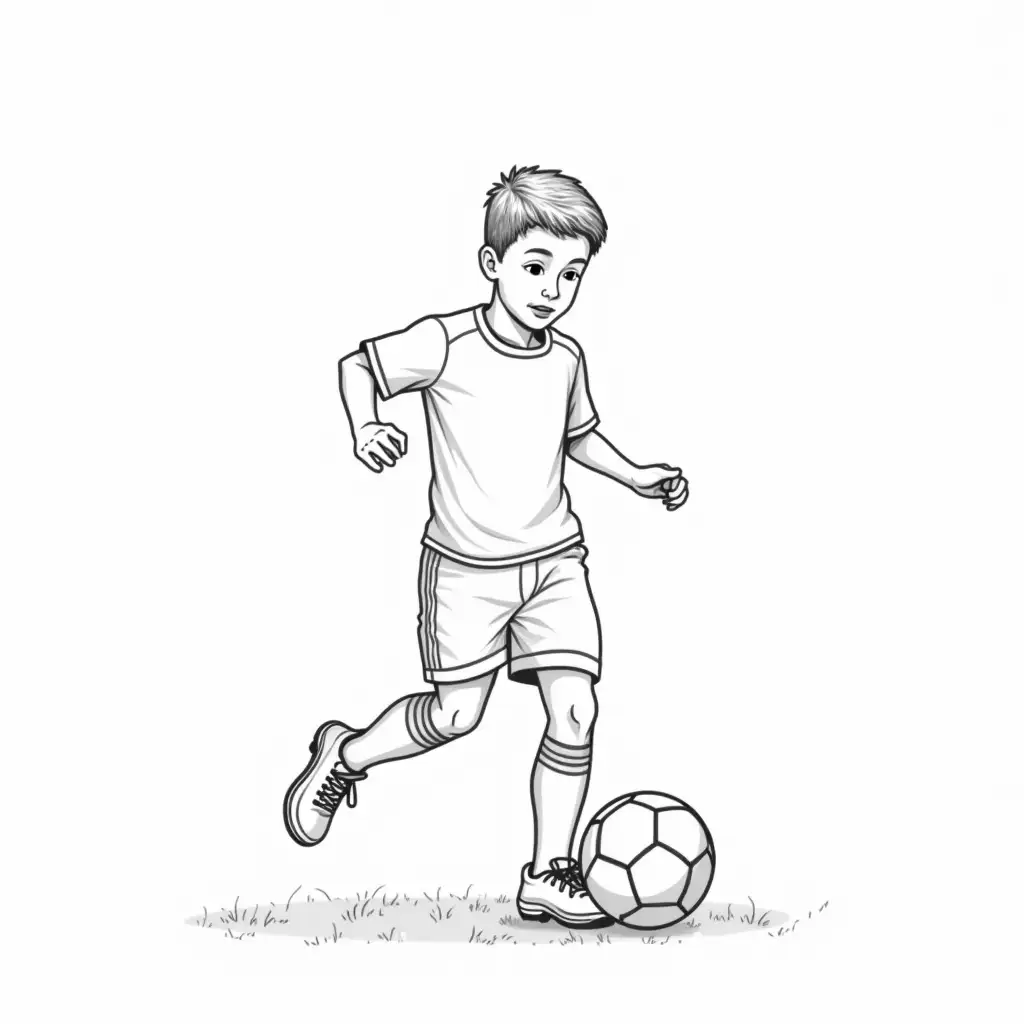Boy-Playing-Football-for-Coloring-Book