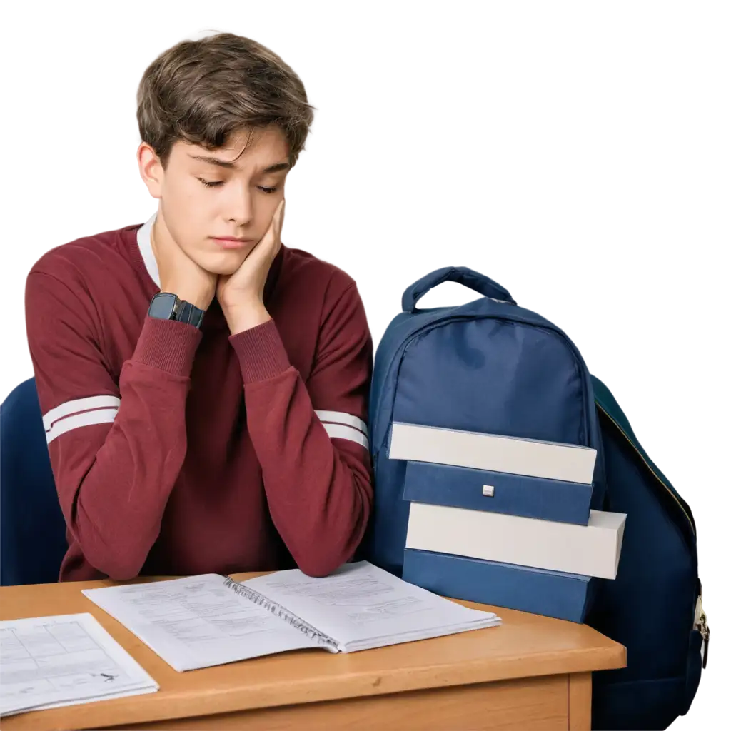 Teenage-Boy-in-School-Uniform-Sitting-at-Desk-with-Tear-Sadness-PNG-Image-for-Emotional-Storytelling