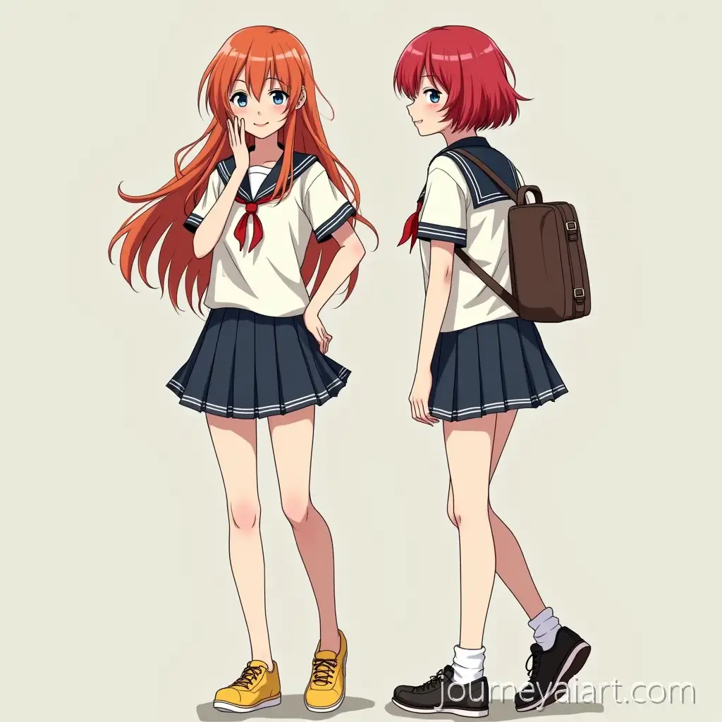 Young-Japanese-Girls-in-Summer-School-OutAI-Art-Prompt-Expansionfits-with-Red-and-Orange-Hair