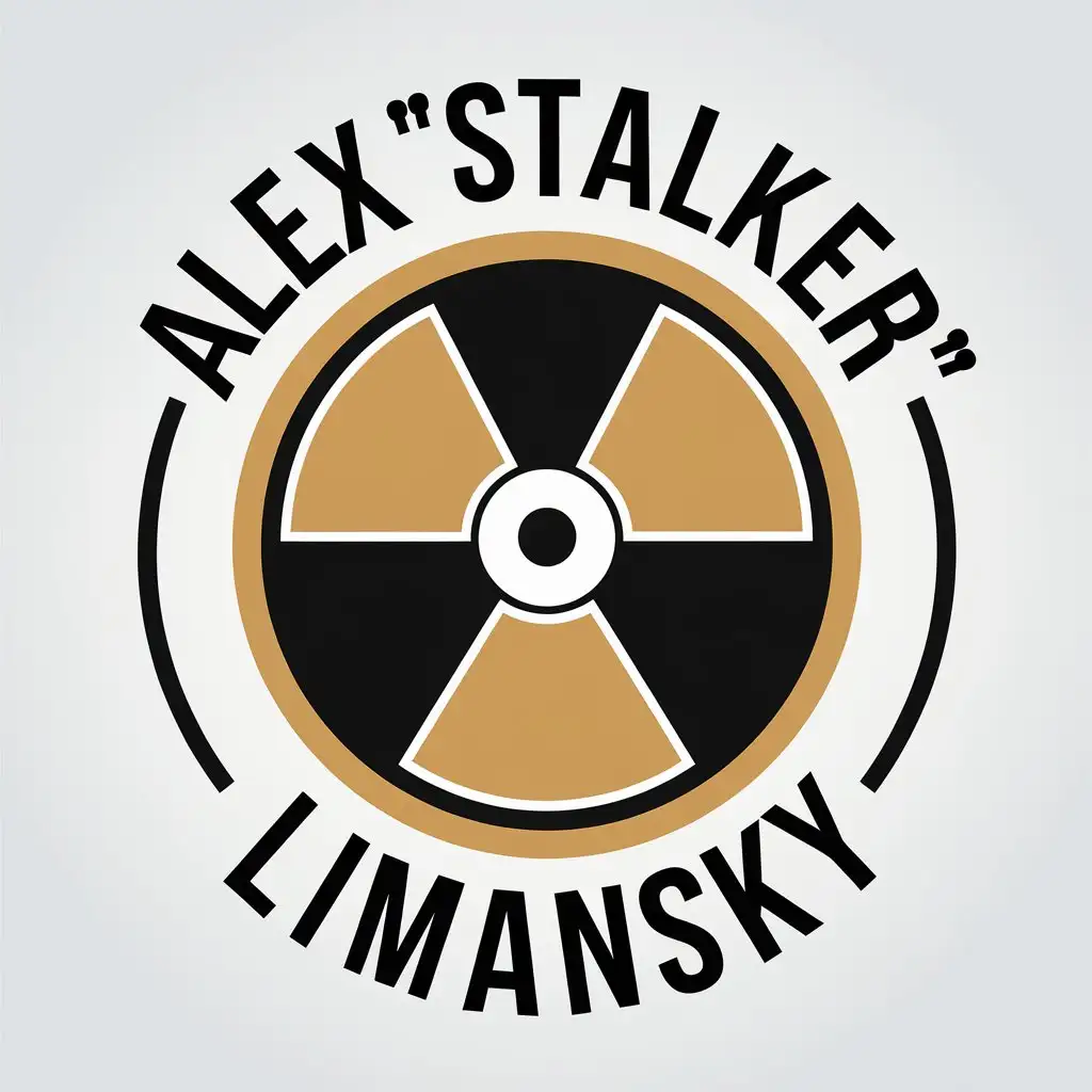 a vector logo design,with the text "Alex "Stalker" Limansky", main symbol:sign 'radiation', Chernobyl NPP,complex,be used in Internet industry,clear background