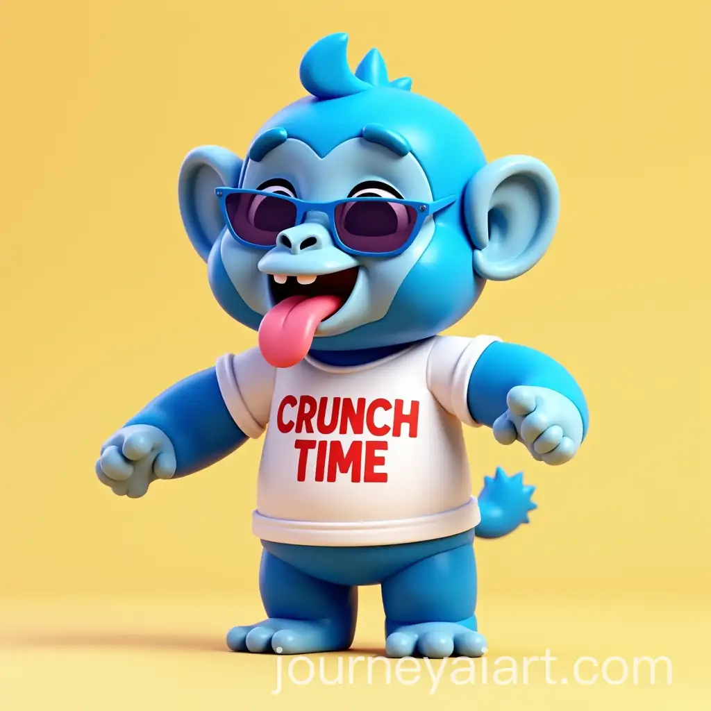 AI-Image-Prompt-ExpansionPlayful-3D-Cartoon-Blue-Gorilla-Mascot-in-CRUNCH-TIME-TShirt