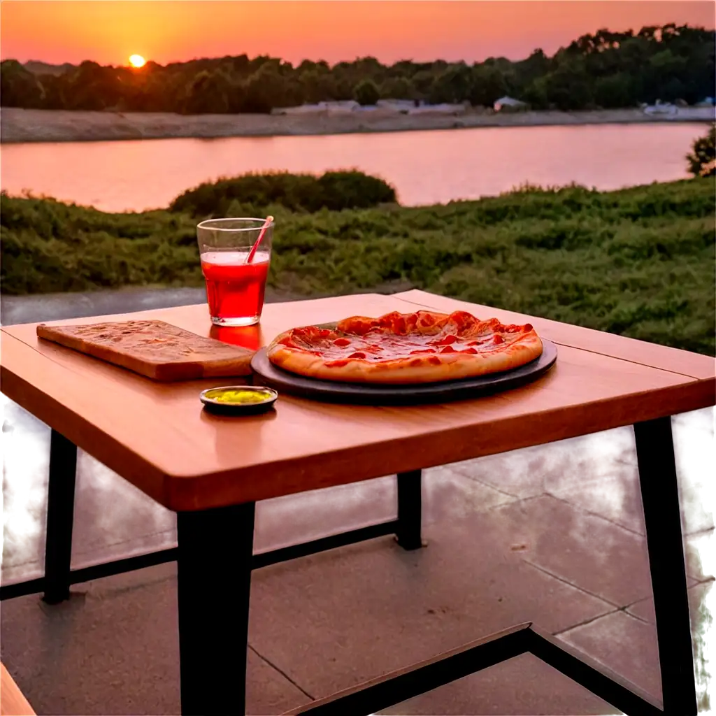 Scenic-Table-at-Sunset-PNG-Enjoy-Hot-Pizza-and-Coke-with-a-View