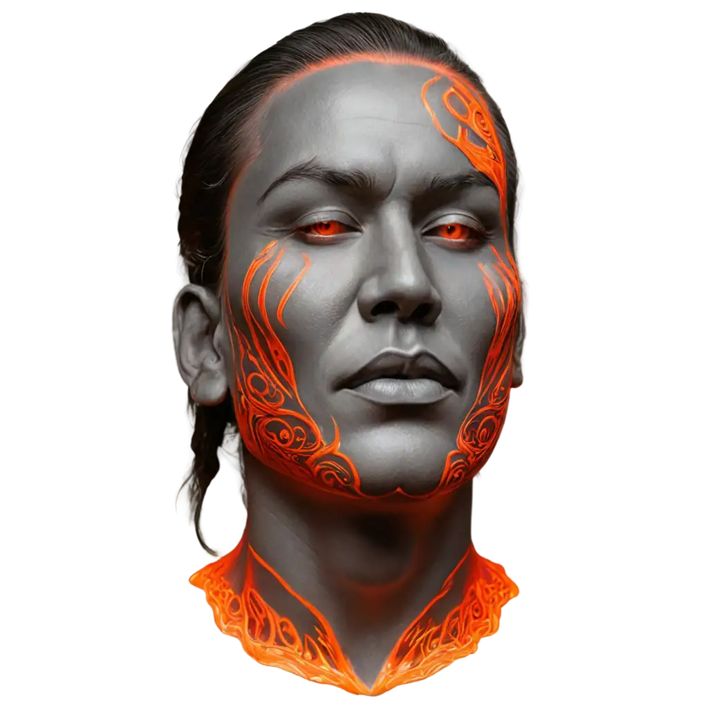 Hyperrealistic-PNG-Image-of-Dark-Grey-Stone-Face-with-Raised-Maori-Tattoos-and-Lava-Drips