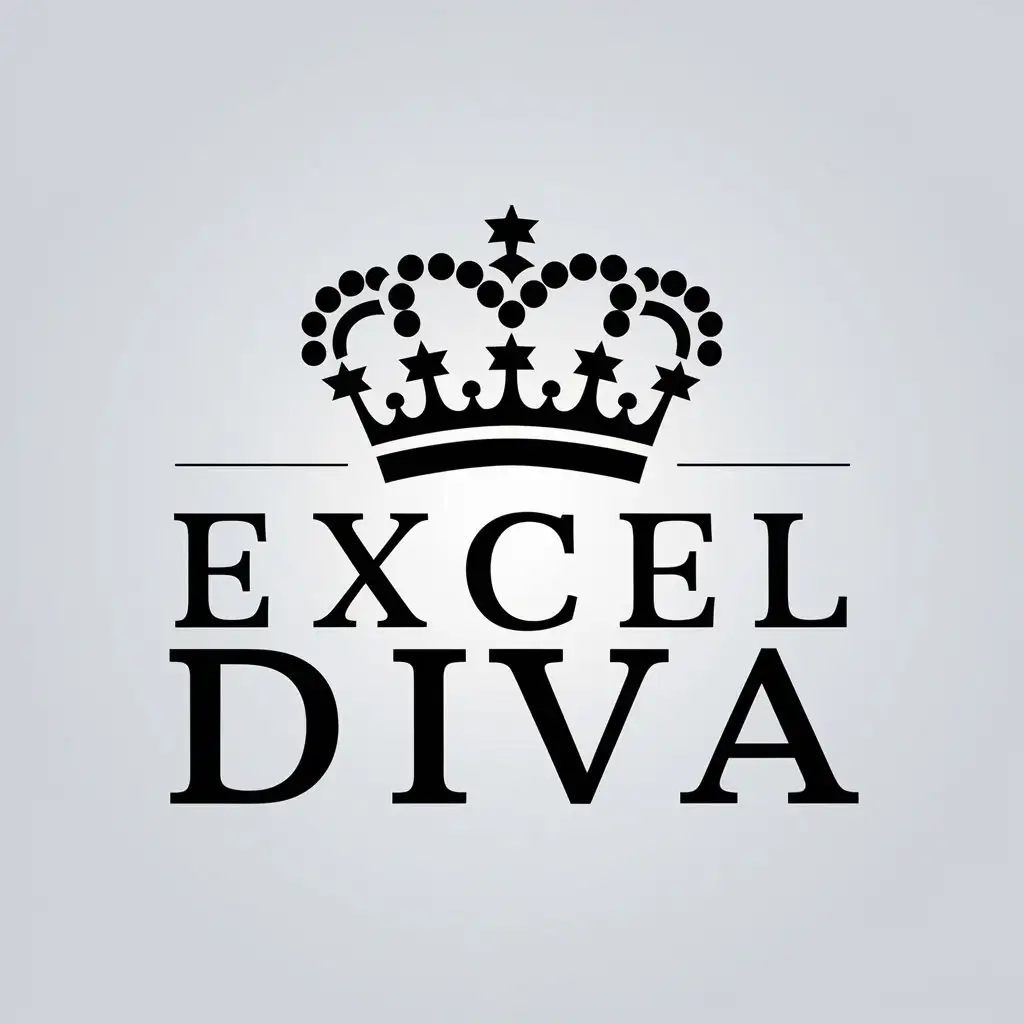 a vector logo design,with the text "Excel Diva", main symbol:crown,Moderate,clear background