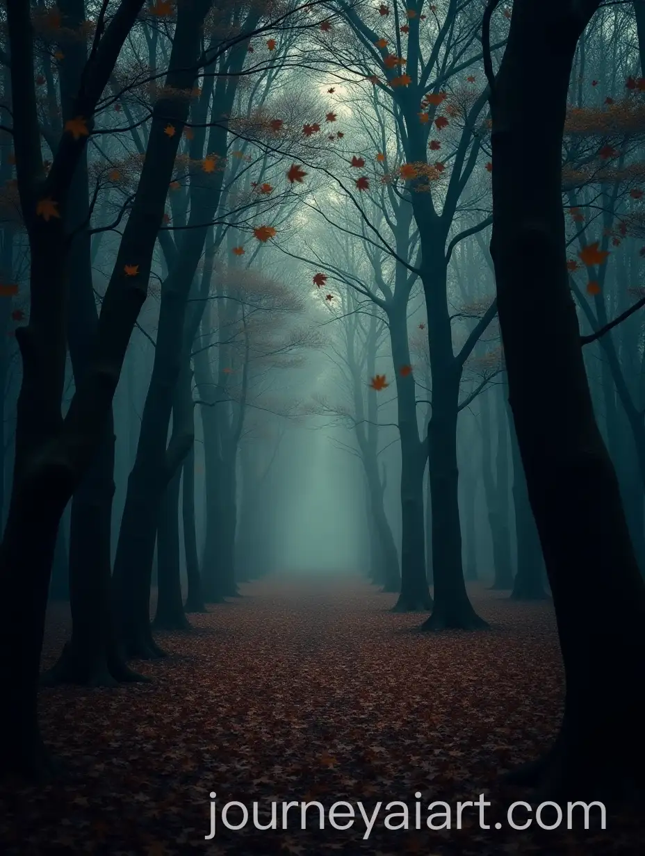 Dark-Forest-with-Falling-Leaves-and-Trees