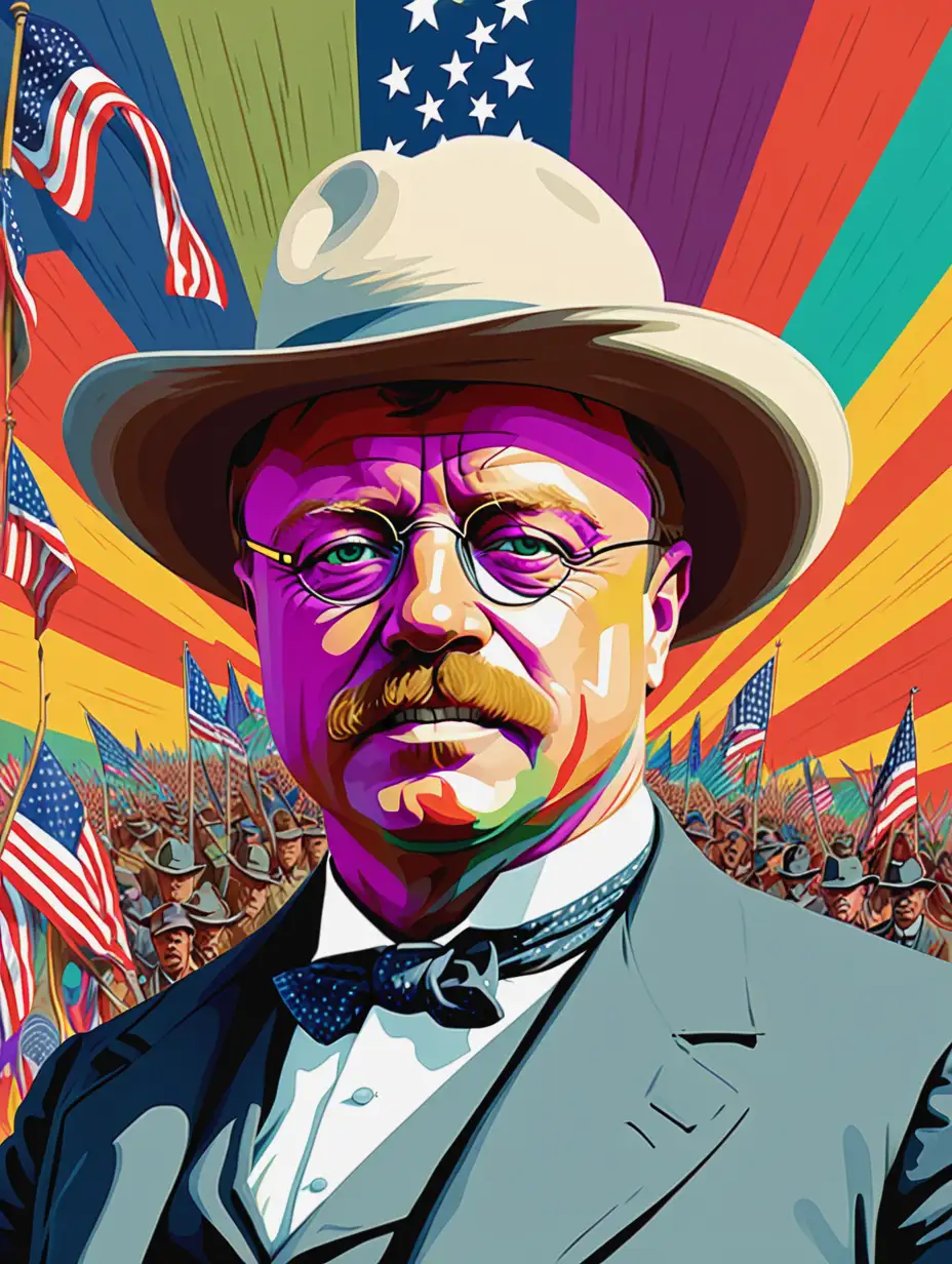 Vibrant Artistic Representation of Theodore Roosevelt