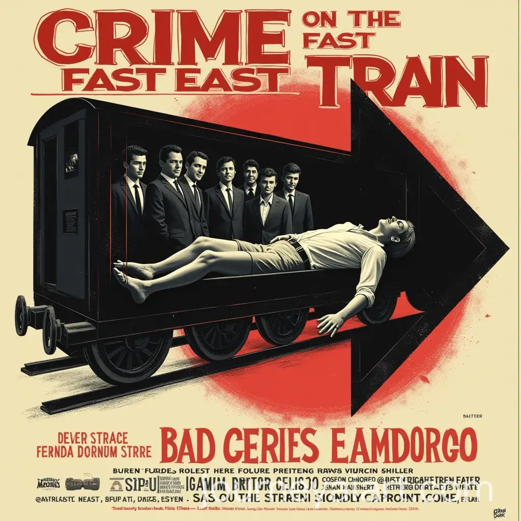 Crime-on-the-Fast-East-Train-Poster-with-Dead-Body-and-Suspicious-Passengers