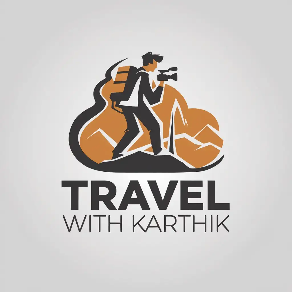 LOGO Design For Travel with Karthik Vector Logo with Man Holding Video Camera