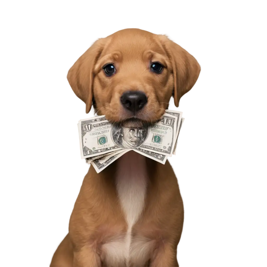 Puppy-with-Dollar-Bills-in-Mouth-HighQuality-PNG-Image-for-Creative-Projects