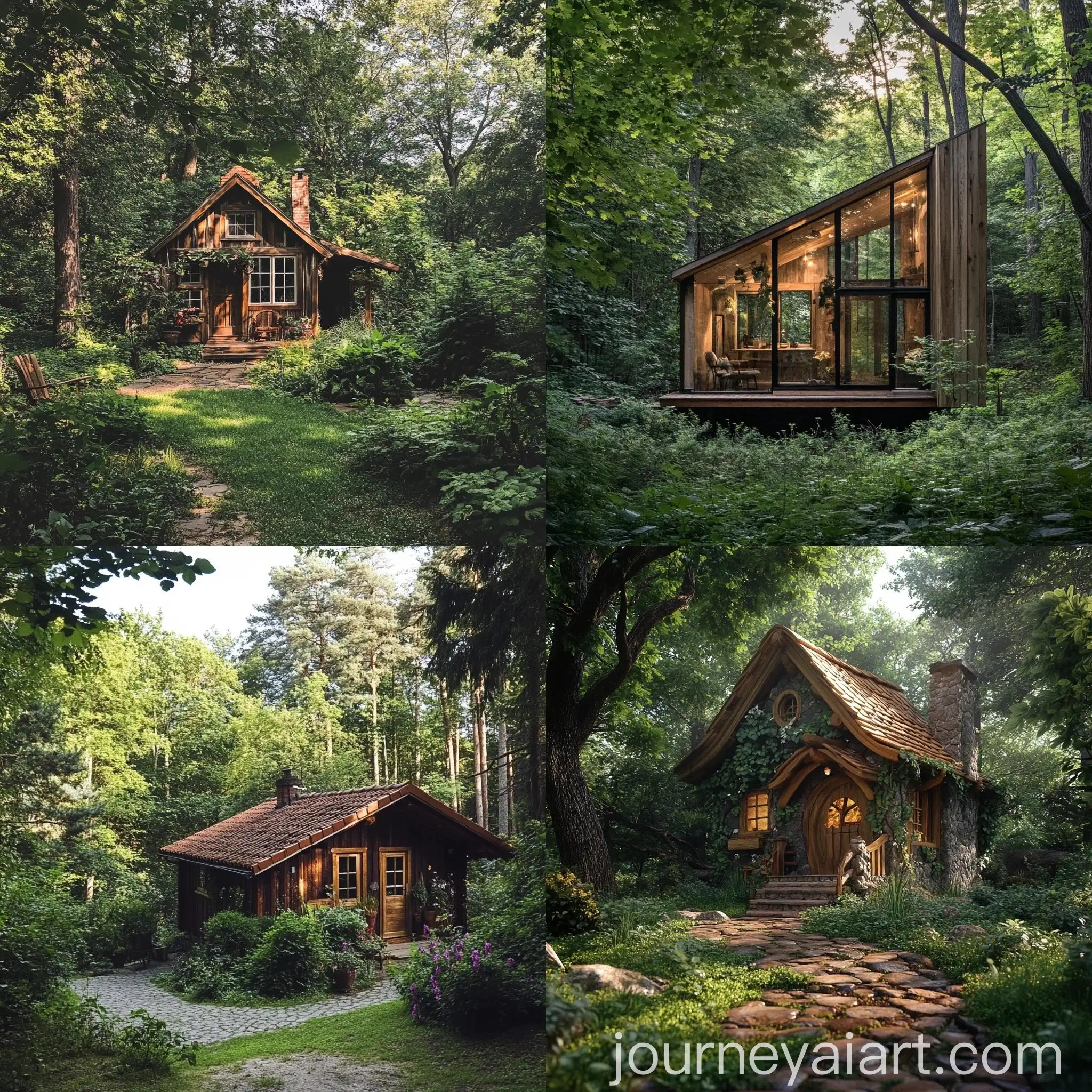 Serene-Wooden-Cabin-Nestled-in-Lush-Forest-Setting