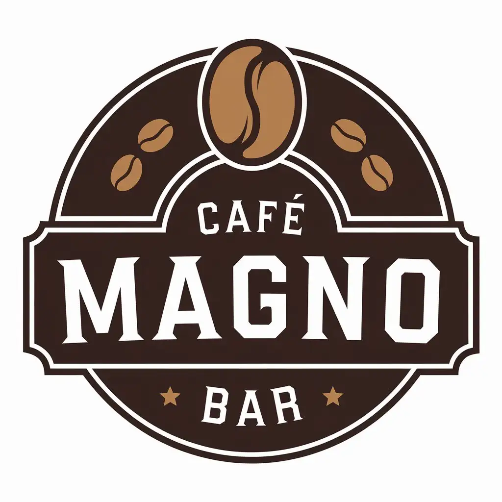 LOGO Design for Caf Magno Bar Vector Style with Coffee Bean Symbol for Restaurant Industry