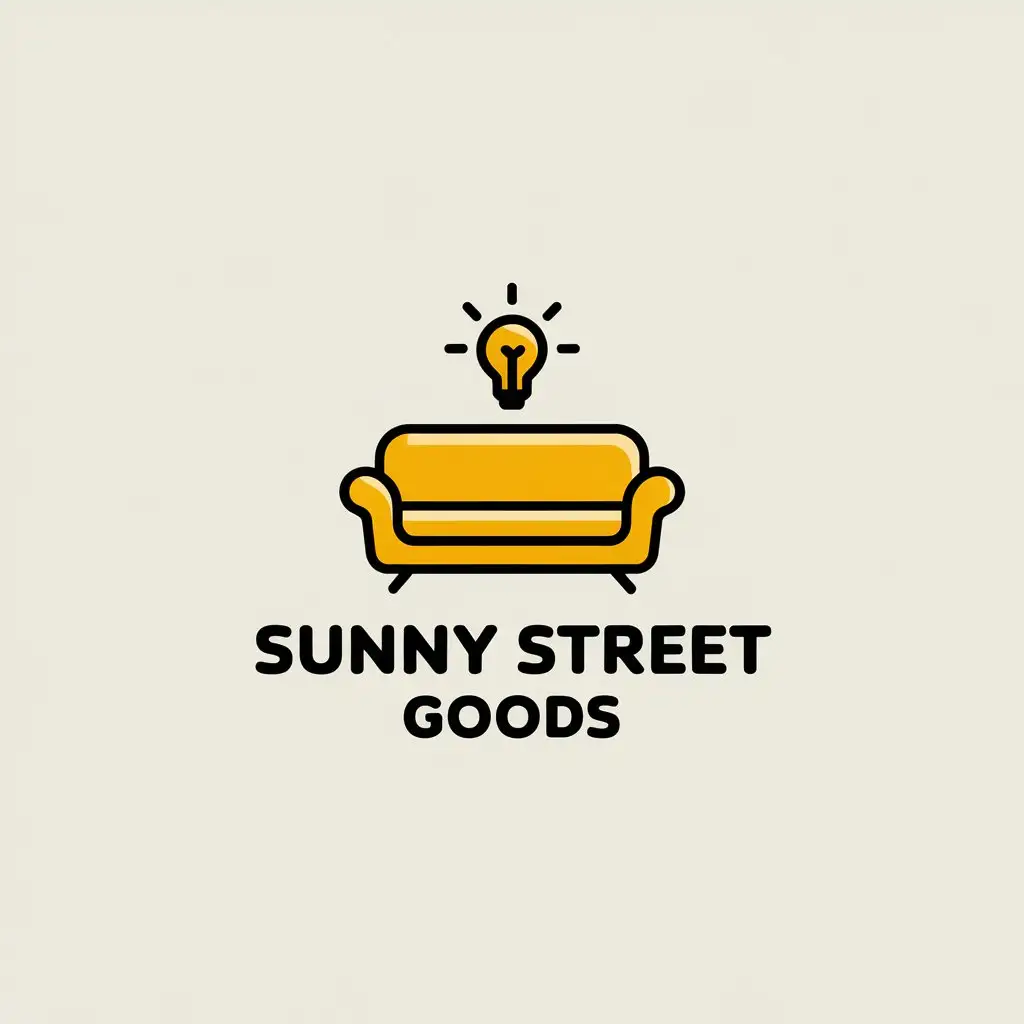 a vector logo design,with the text "Sunny Street Goods", main symbol:sofa light,Minimalistic,be used in Home Family industry,clear background