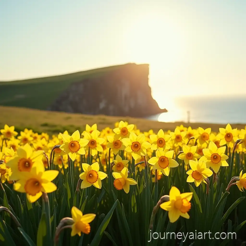 Vibrant-Daffodil-Field-on-a-Coastal-Cliff-at-Sunrise