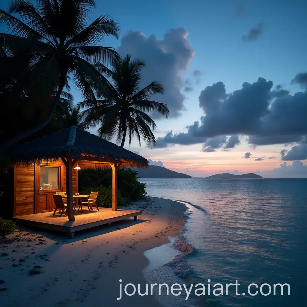 Cozy-Beach-Shack-at-Dusk-on-a-Fiji-Island