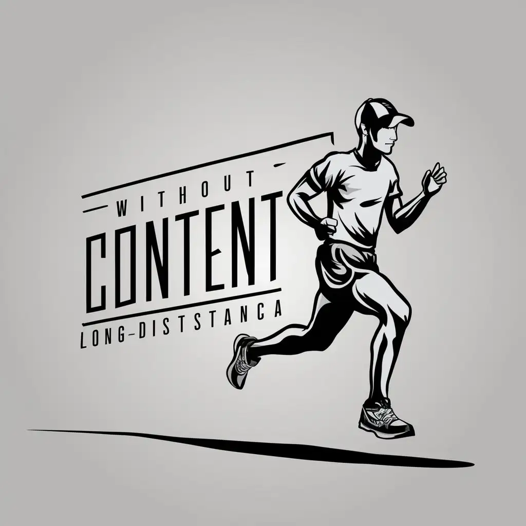 a vector logo design,with the text "without content (automatically maintained as it is not English)", main symbol:A marathon professional long-distance runner wearing a baseball cap, wearing professional running shoes, sports shorts and a short-sleeved shirt, presenting a relaxed and free running posture, showing a black shadow image,Minimalistic,clear background