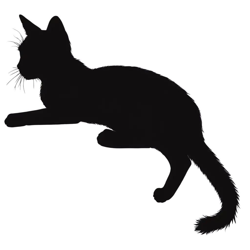 Silhouette-of-a-Cat-Lying-Down-Looking-Down-HighQuality-PNG-Image-for-Versatile-Usage