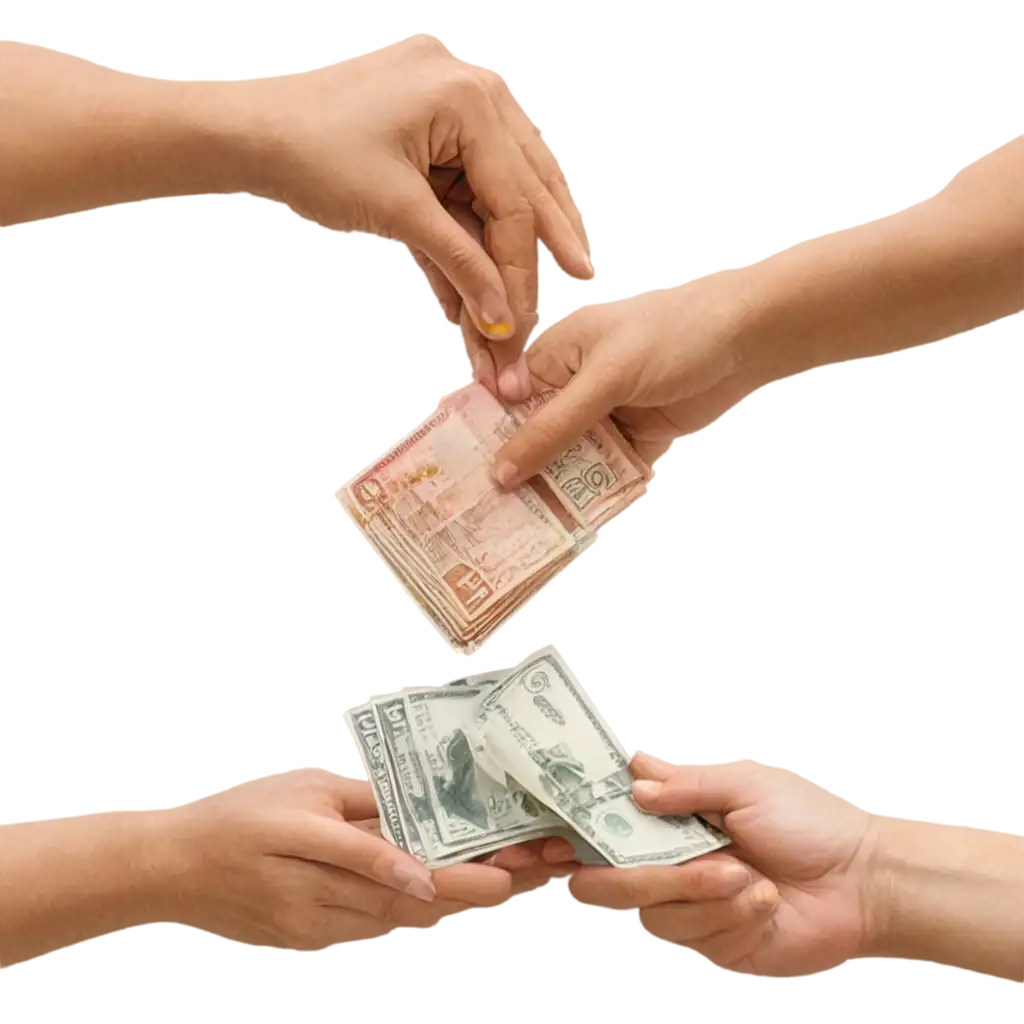 Realistic-PNG-Image-of-HandtoHand-Money-Transfer-with-Indian-Currency-Symbol