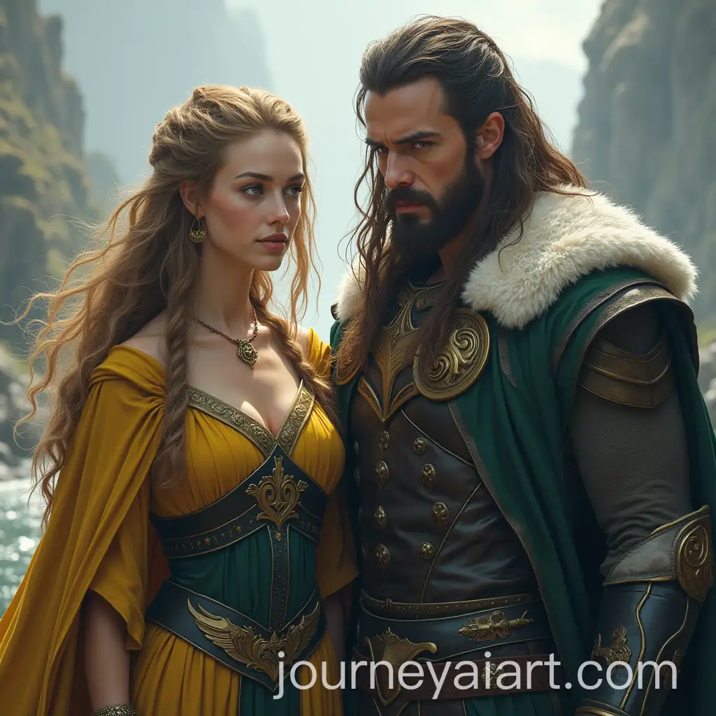 Lokis-Wife-Sigyn-and-Angrbode-in-a-Mythological-Scene