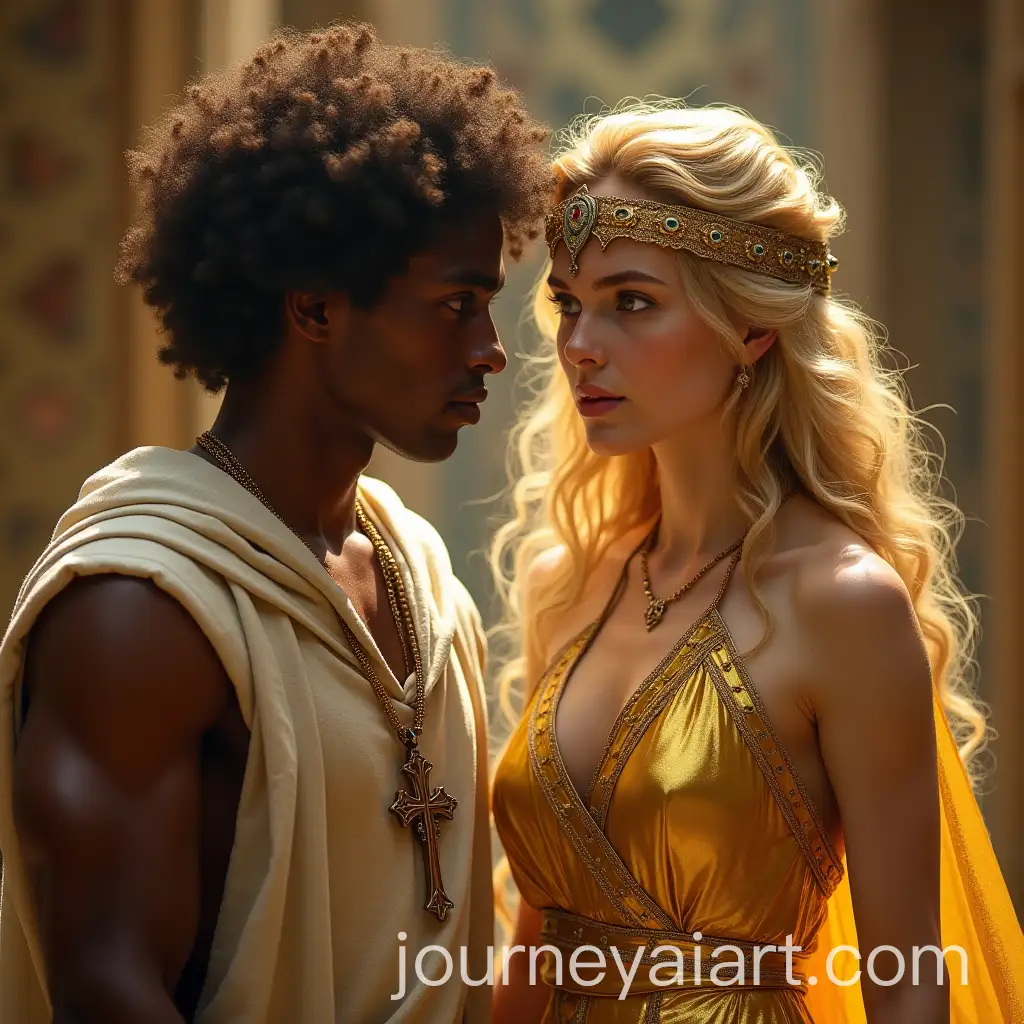 Young-Warrior-and-Queen-in-a-Deadly-Duel-in-a-JewelEmbedded-Palace