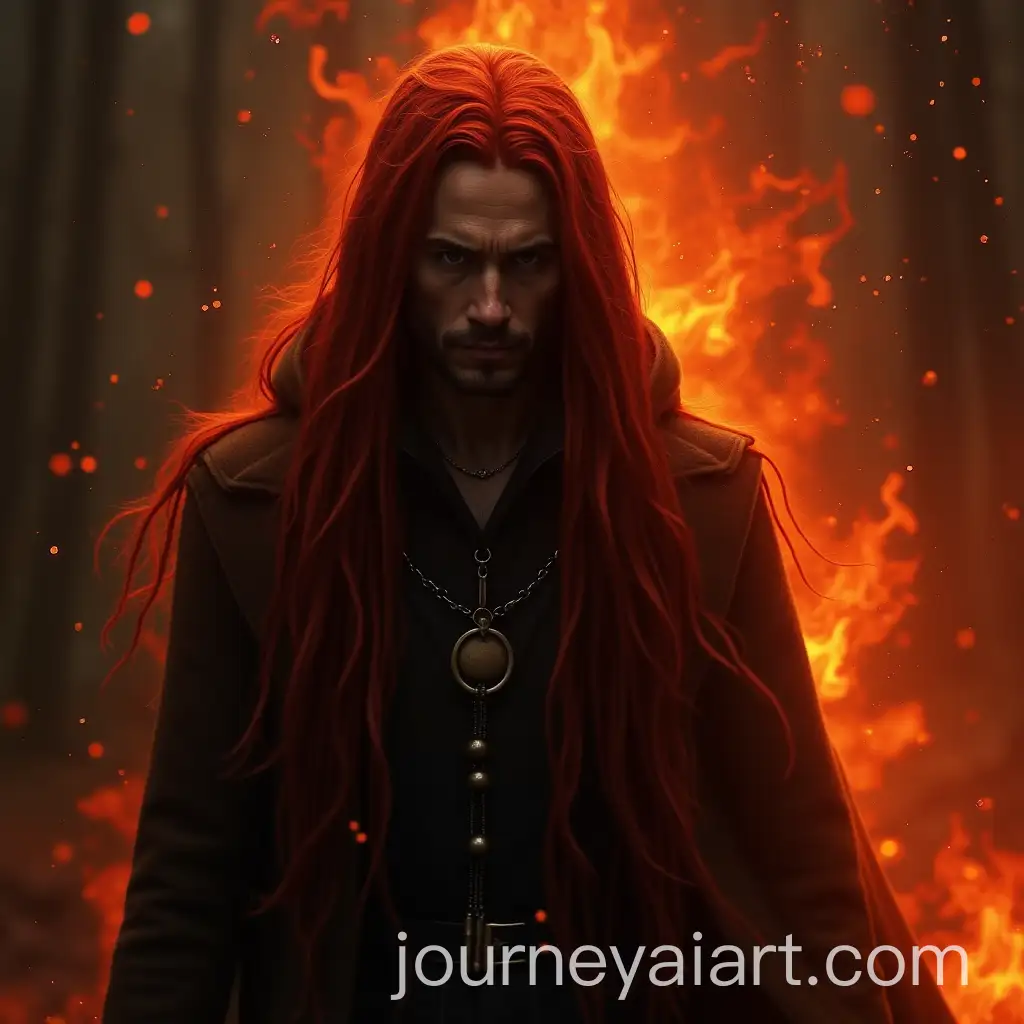 Magical-Tribal-Fire-Guardian-with-Red-Hair-in-Silhouette