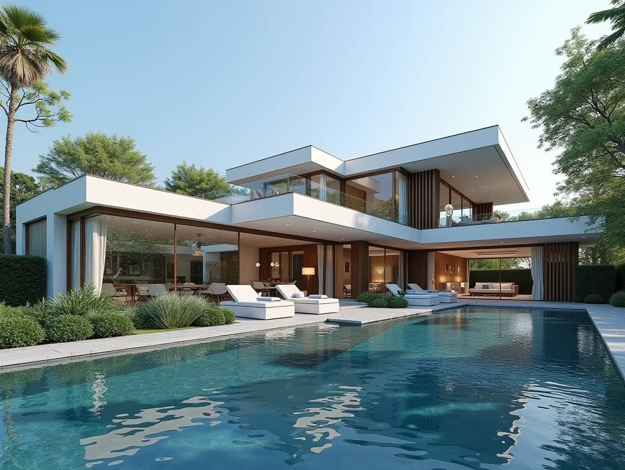 This is a luxury villa with modern design