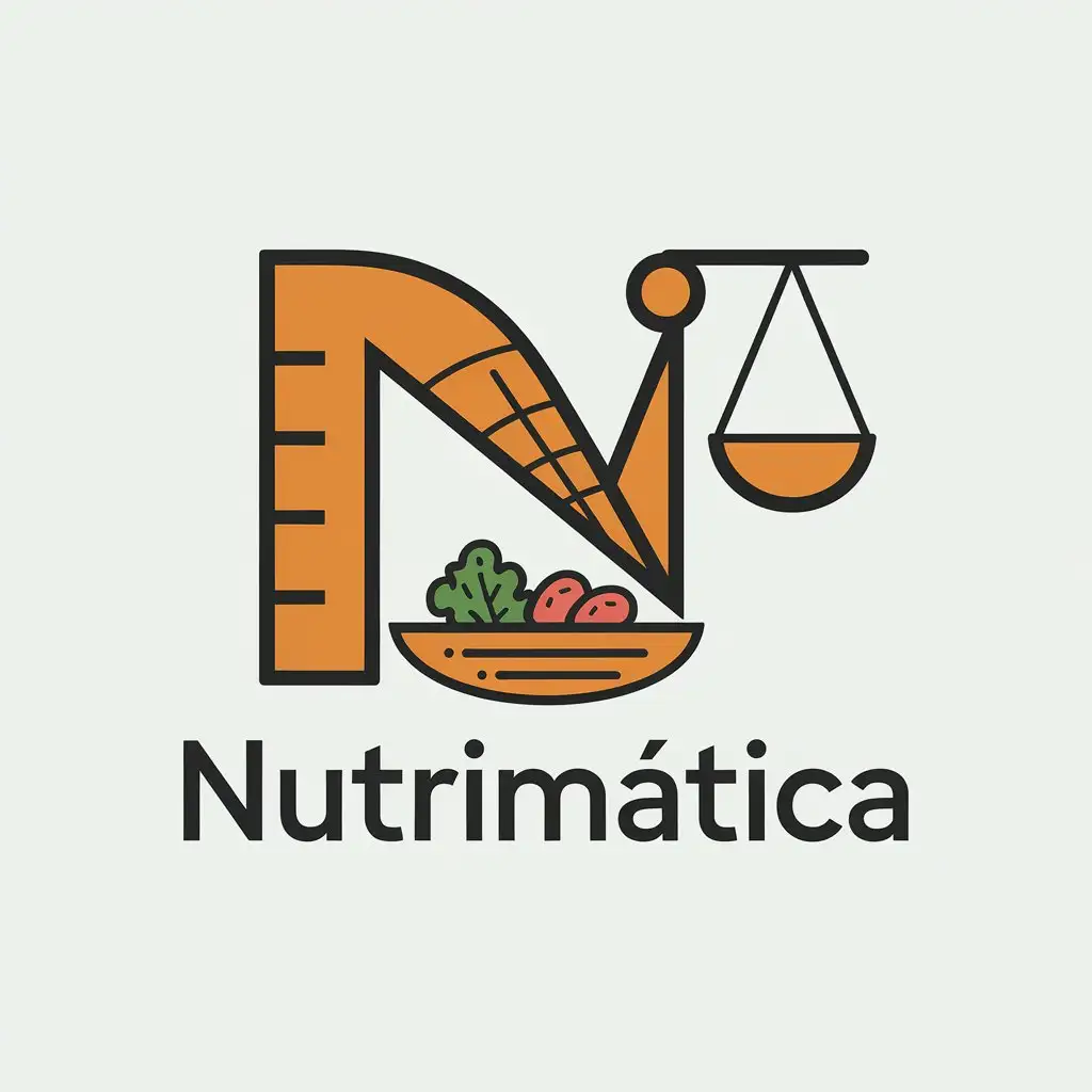 a vector logo design,with the text "Nutrimática", main symbol:A combination of mathematics and nutrition,Moderate,clear background