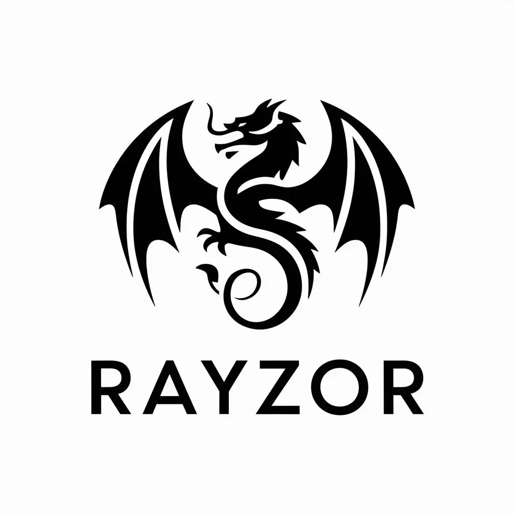 a vector logo design,with the text "RAYZOR", main symbol:Dragon,Moderate,clear background