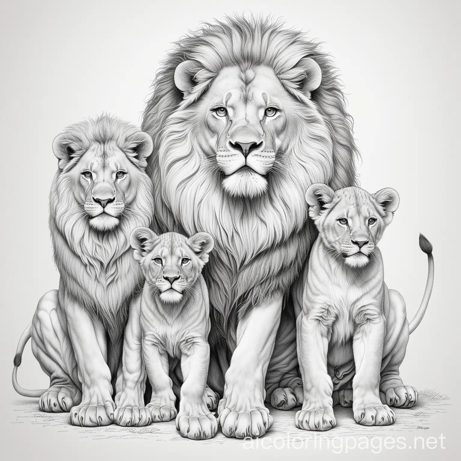 Charming-Line-Art-Portrait-of-an-Epic-Lion-Family-for-Kids