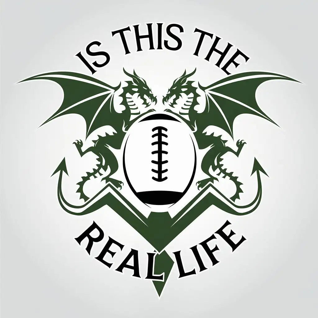 LOGO Design For Is This The Real Life Green Dragons Protecting Football in Minimalistic Style