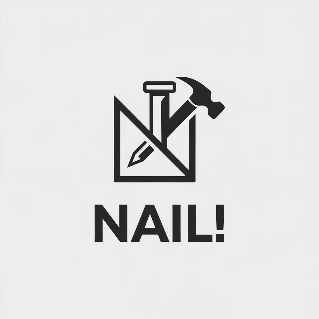 a vector logo design,with the text "Nail!", main symbol:Nail with a hammer,Minimalistic,be used in Retail industry,clear background