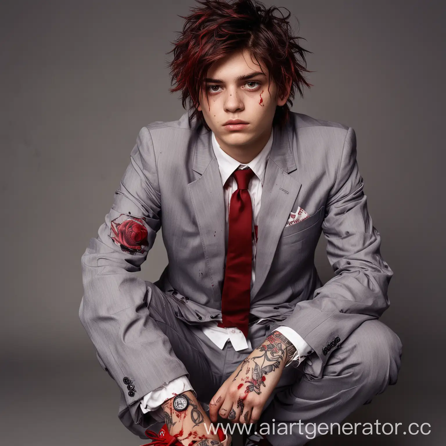 Teenage-Figure-in-BloodRed-Suit-with-Lavender-Scent-and-Eye-Tattoo