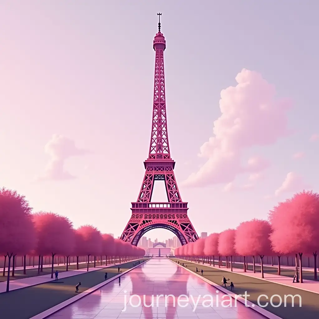 Pink-Eiffel-TowerAI-Art-Prompt-Expansion-Against-a-Clear-Sky