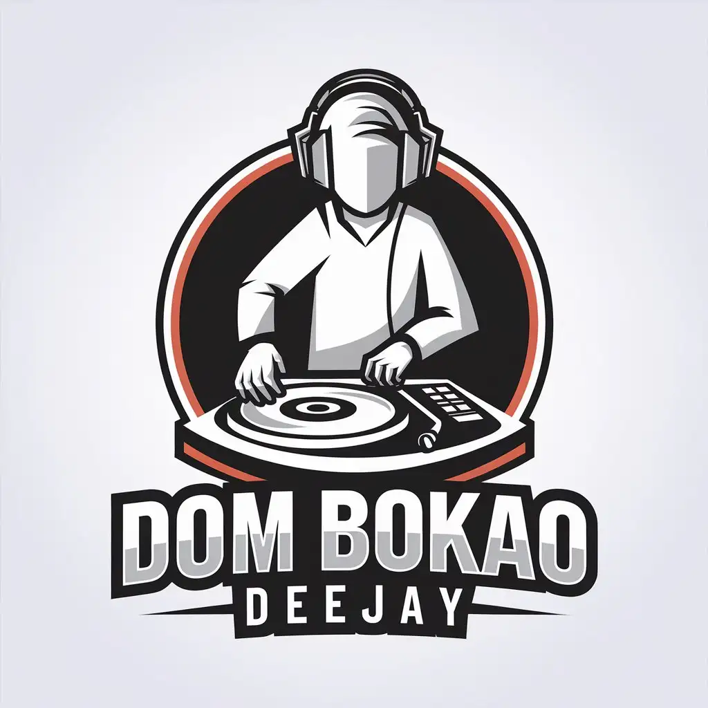 LOGO Design for DOM BOKAO DEEJAY Dj Symbol with Complex Design on Clear Background