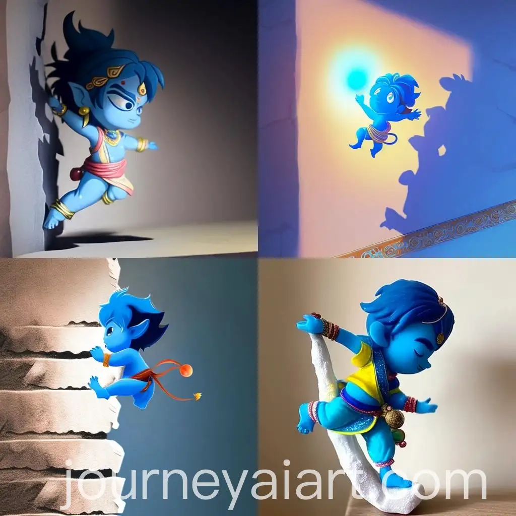 Playful-Little-Krishna-Climbing-Wall-in-Blue-Body-Paint