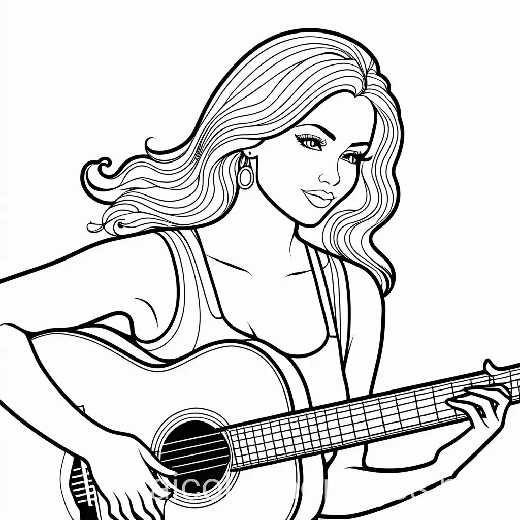 Country-Music-Singer-Woman-Coloring-Page-Simplicity-and-Ample-White-Space