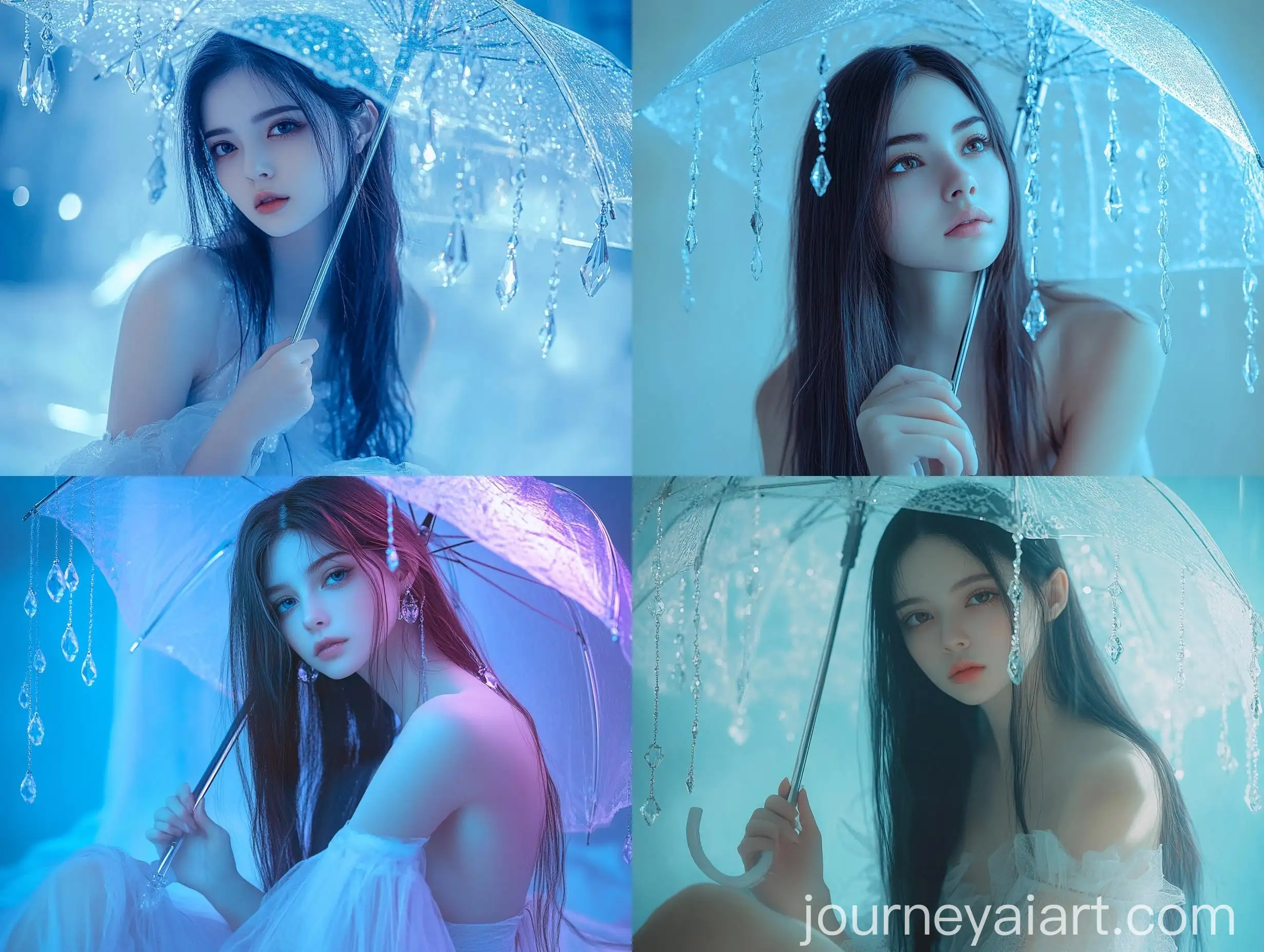 Stylized-Portrait-of-a-Young-Woman-with-Crystal-Beaded-Umbrella