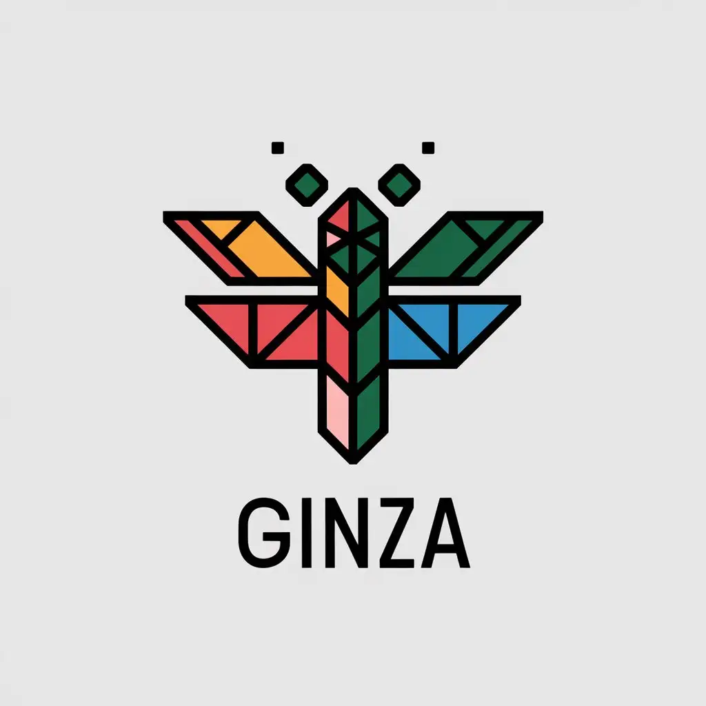 LOGO-Design-for-Ginza-Colorful-Dragonfly-Origami-on-a-Clear-Background