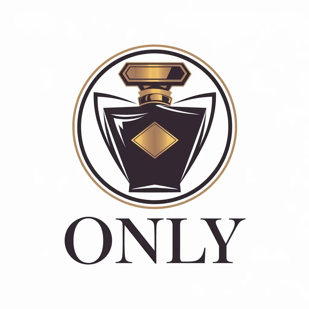 a vector logo design,with the text "only", main symbol:perfume,Moderate,be used in Others industry,clear background